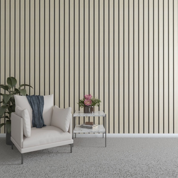 Ekena Millwork 94H x 3/8T Adjustable Wood Slat Wall Panel Kit w/ 3W Slats, Birch contains 15 Slats SWW60X94X0375BI - main